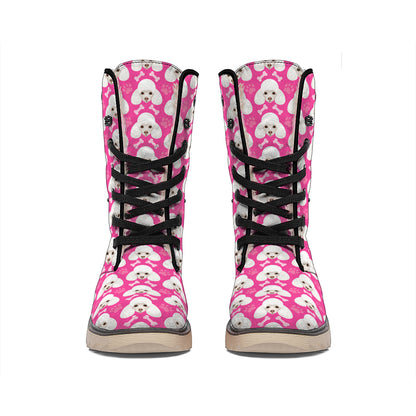 Cute Poodle Pattern Print Winter Boots