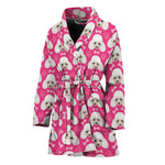 Cute Poodle Pattern Print Women's Bathrobe