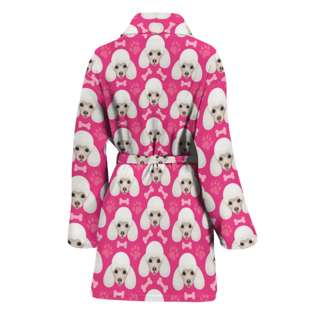 Cute Poodle Pattern Print Women's Bathrobe