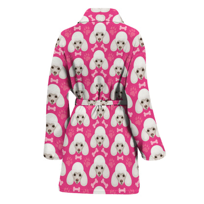 Cute Poodle Pattern Print Women's Bathrobe