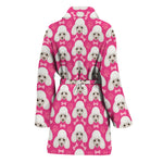 Cute Poodle Pattern Print Women's Bathrobe
