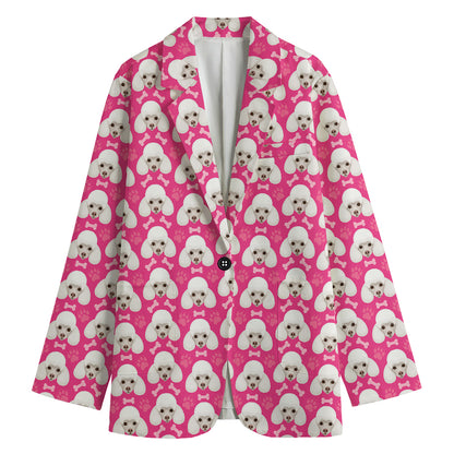 Cute Poodle Pattern Print Women's Blazer