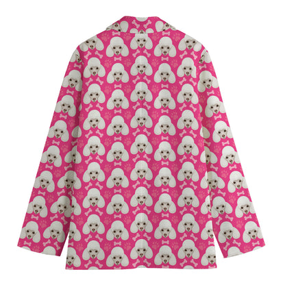 Cute Poodle Pattern Print Women's Blazer