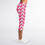 Cute Poodle Pattern Print Women's Capri Leggings