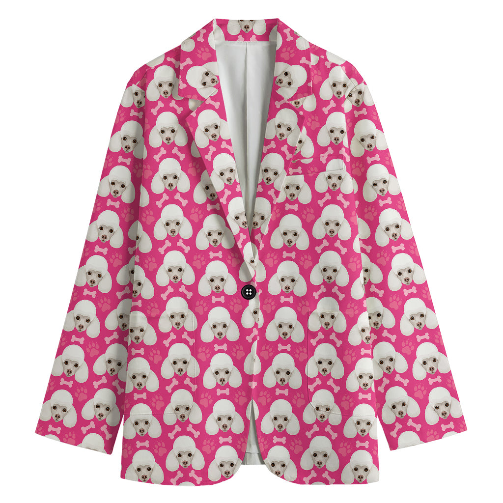 Cute Poodle Pattern Print Women's Cotton Blazer