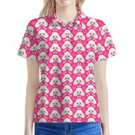 Cute Poodle Pattern Print Women's Polo Shirt
