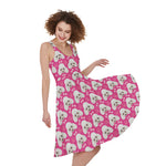 Cute Poodle Pattern Print Women's Sleeveless Dress