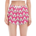 Cute Poodle Pattern Print Women's Split Running Shorts