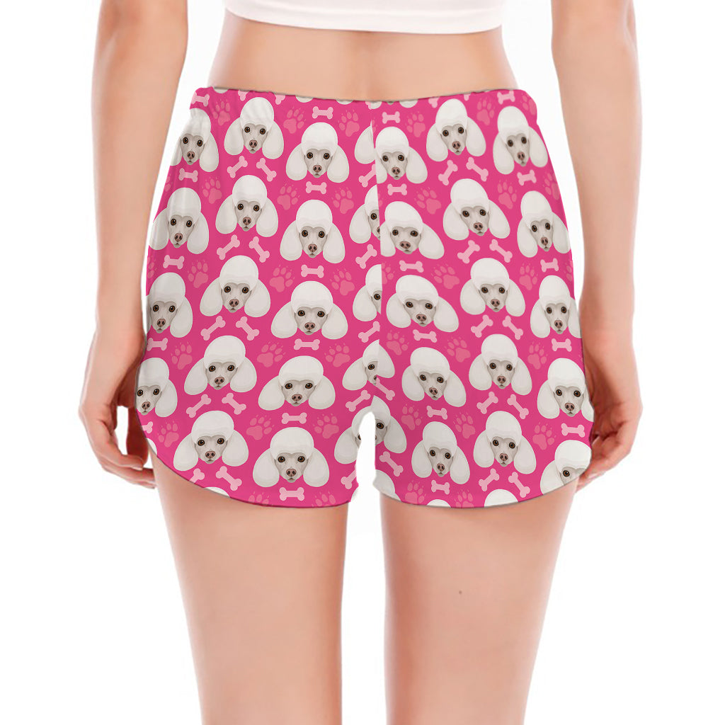 Cute Poodle Pattern Print Women's Split Running Shorts
