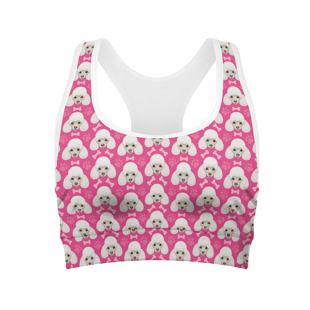 Cute Poodle Pattern Print Women's Sports Bra