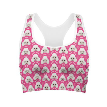 Cute Poodle Pattern Print Women's Sports Bra