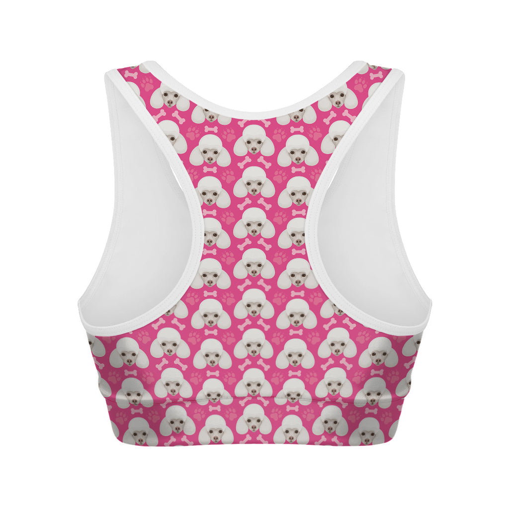 Cute Poodle Pattern Print Women's Sports Bra
