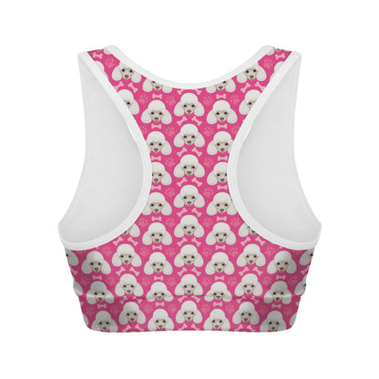 Cute Poodle Pattern Print Women's Sports Bra