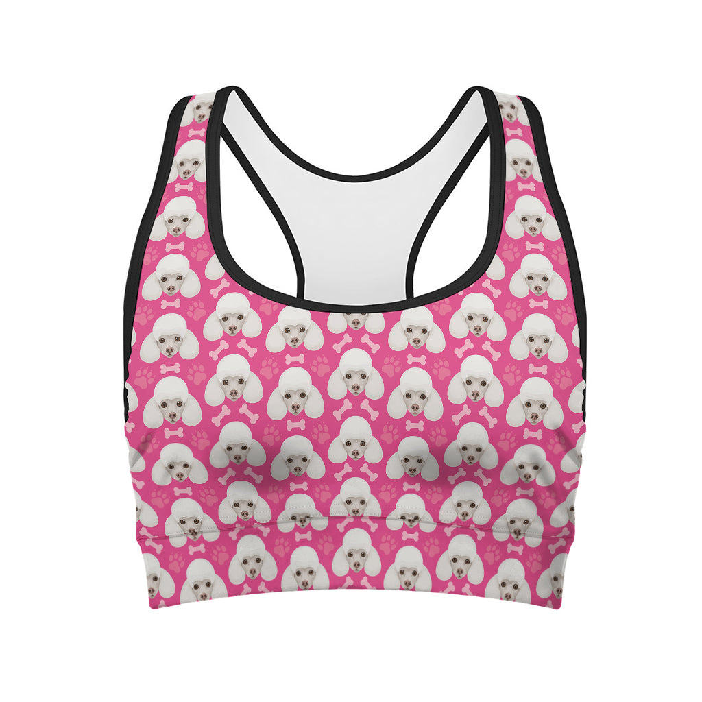 Cute Poodle Pattern Print Women's Sports Bra