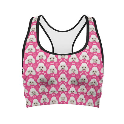 Cute Poodle Pattern Print Women's Sports Bra