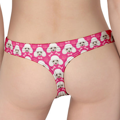 Cute Poodle Pattern Print Women's Thong