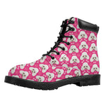 Cute Poodle Pattern Print Work Boots