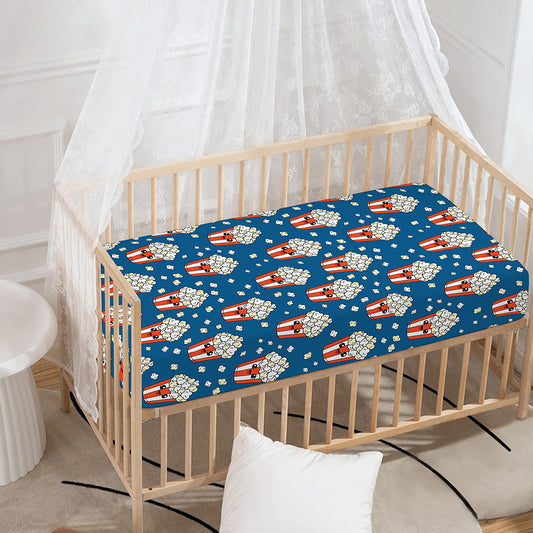 Cute Popcorn Box Pattern Print Baby Crib Sheet