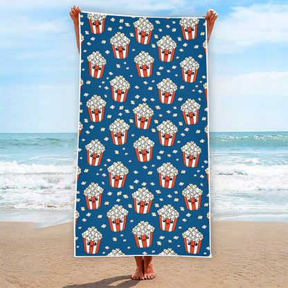 Cute Popcorn Box Pattern Print Beach Towel