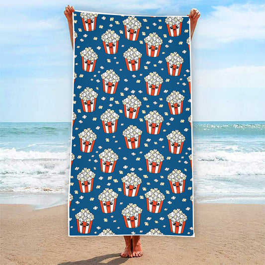 Cute Popcorn Box Pattern Print Beach Towel