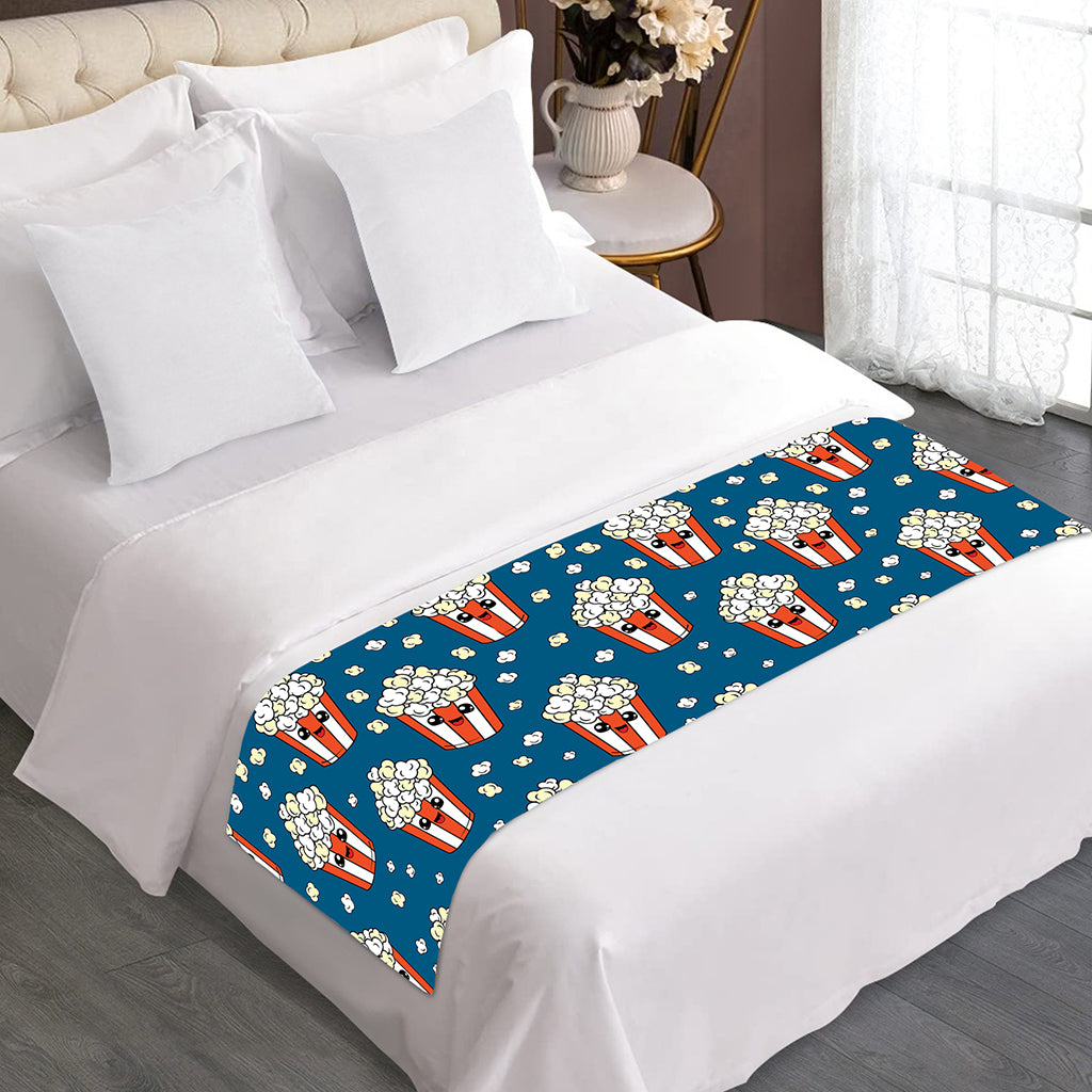 Cute Popcorn Box Pattern Print Bed Runner