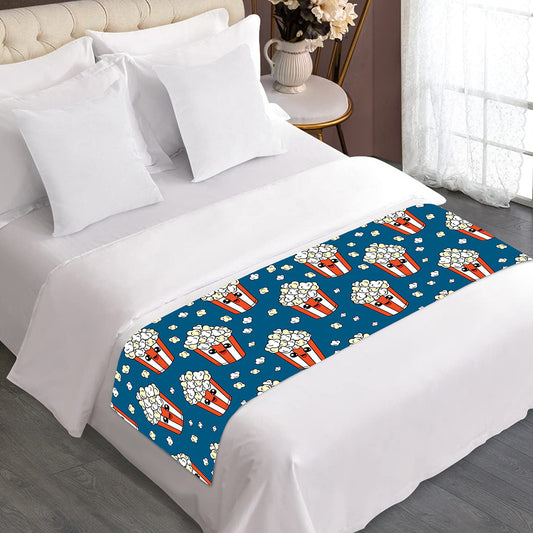 Cute Popcorn Box Pattern Print Bed Runner
