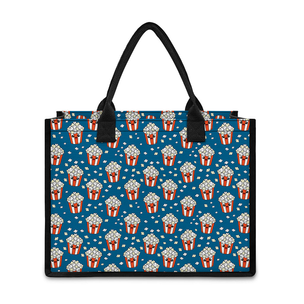 Cute Popcorn Box Pattern Print Canvas Tote Bag