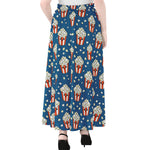 Cute Popcorn Box Pattern Print Chiffon Maxi Skirt