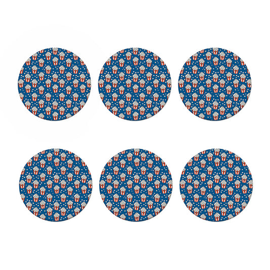 Cute Popcorn Box Pattern Print Coaster Set