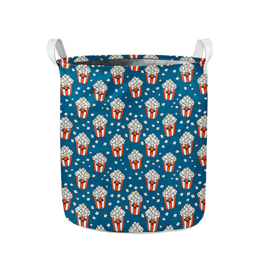Cute Popcorn Box Pattern Print Collapsible Laundry Basket