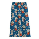 Cute Popcorn Box Pattern Print Cotton Front Slit Maxi Skirt