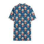 Cute Popcorn Box Pattern Print Cotton Hawaiian Shirt