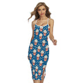 Cute Popcorn Box Pattern Print Cross Back Cami Dress