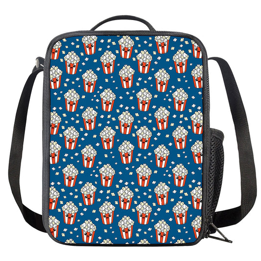 Cute Popcorn Box Pattern Print Crossbody Lunch Bag