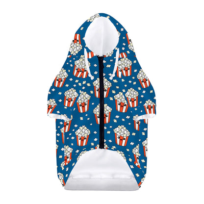 Cute Popcorn Box Pattern Print Dog Zip Up Hoodie