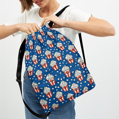 Cute Popcorn Box Pattern Print Drawstring Backpack