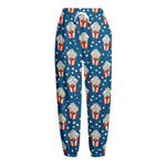 Cute Popcorn Box Pattern Print Fleece Lined Knit Pants
