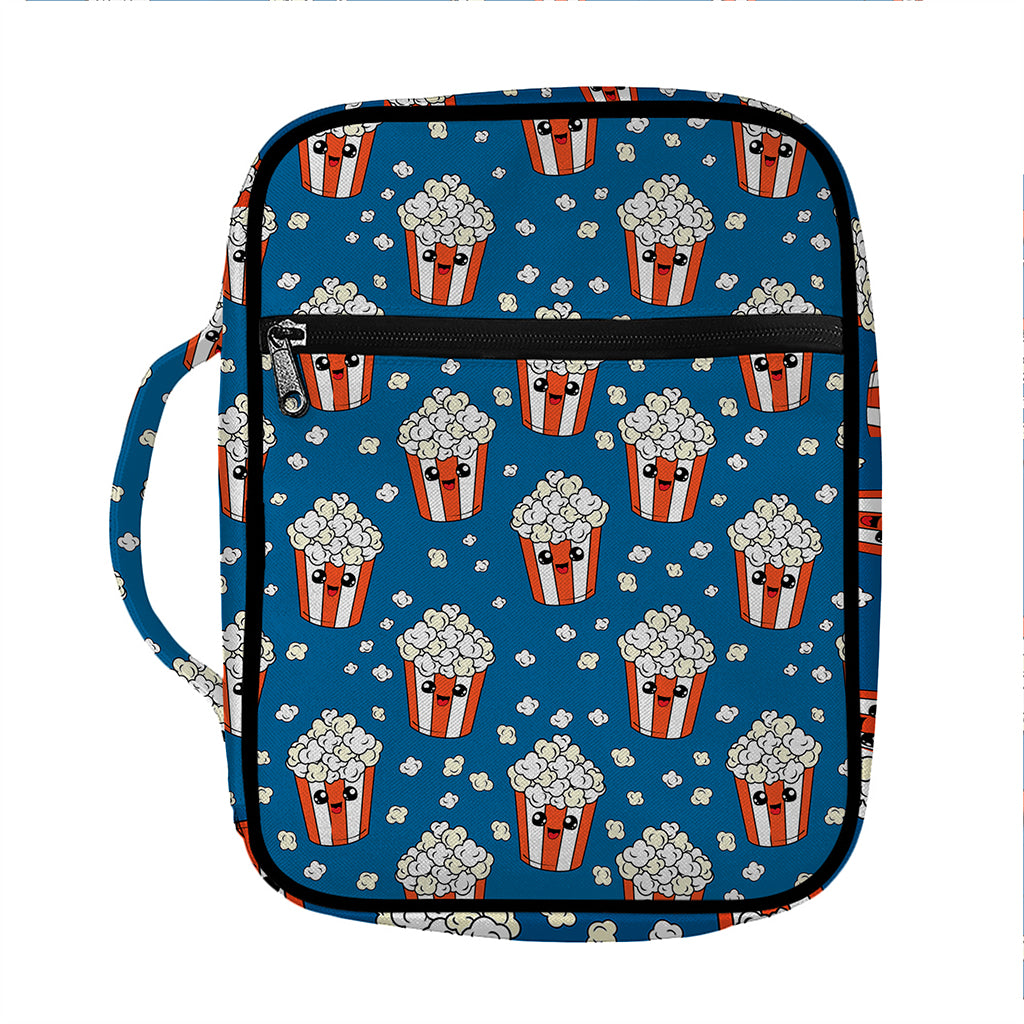 Cute Popcorn Box Pattern Print Front Pocket Bible Bag