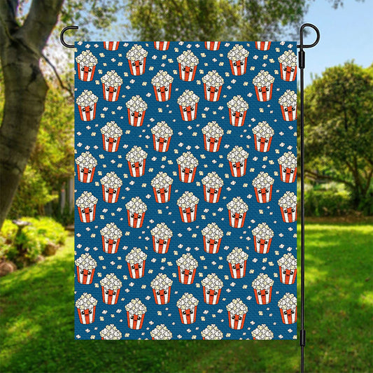 Cute Popcorn Box Pattern Print Garden Flag