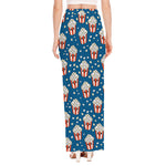 Cute Popcorn Box Pattern Print High Slit Maxi Skirt