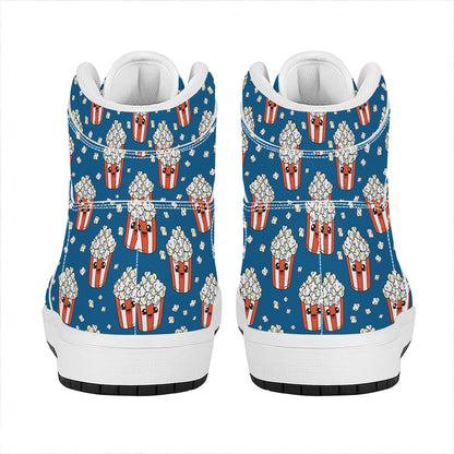 Cute Popcorn Box Pattern Print High Top Leather Sneakers