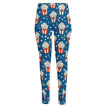 Cute Popcorn Box Pattern Print High-Waisted Pocket Leggings