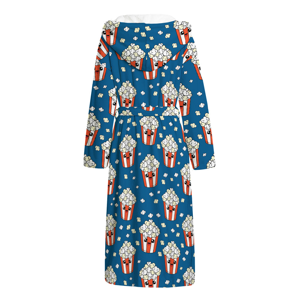 Cute Popcorn Box Pattern Print Hooded Bathrobe