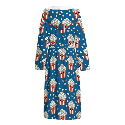 Cute Popcorn Box Pattern Print Hooded Bathrobe