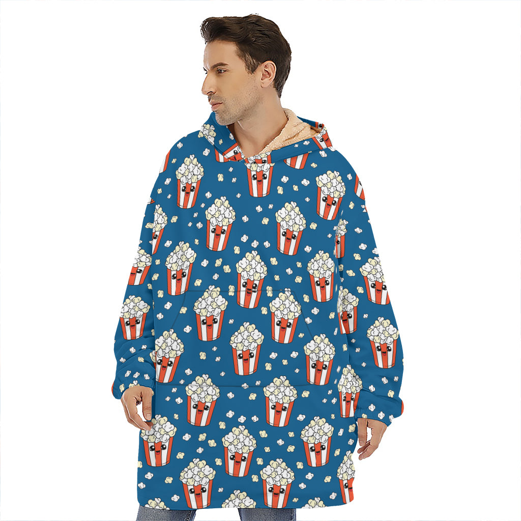 Cute Popcorn Box Pattern Print Hoodie Blanket