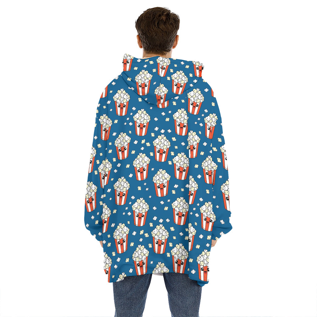 Cute Popcorn Box Pattern Print Hoodie Blanket