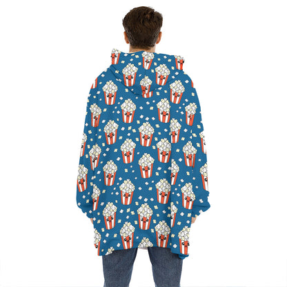 Cute Popcorn Box Pattern Print Hoodie Blanket