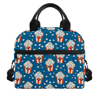 Cute Popcorn Box Pattern Print Insulated Lunch Bag