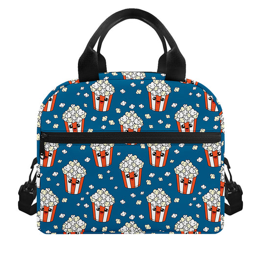 Cute Popcorn Box Pattern Print Insulated Lunch Bag