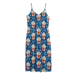Cute Popcorn Box Pattern Print Jersey Midi Cami Dress